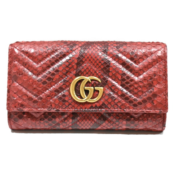 Gucci Continental Wallet Python Leather Red - Picture 1 of 11